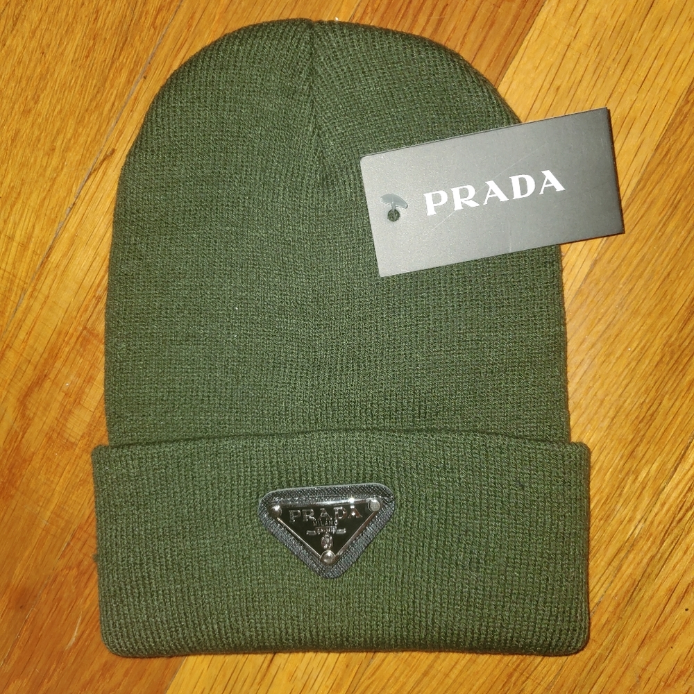 Olive Green Prada Beanie